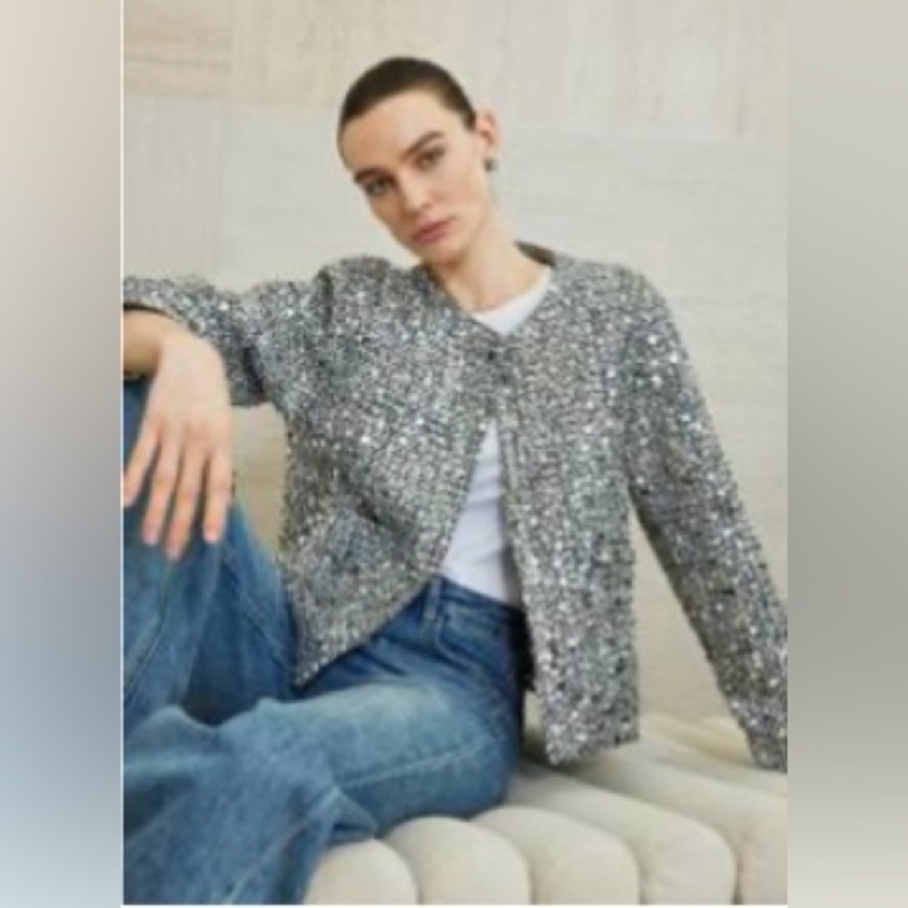 Silver Sequin tweed Women's Jacket